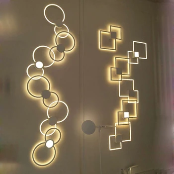 Jednostavna bijela metalik boje šuplje geometrijsko oblikovanje moderne zidne lampe led rasvjeta u stubištu DIY besplatno kombinacija ukrasa toplo