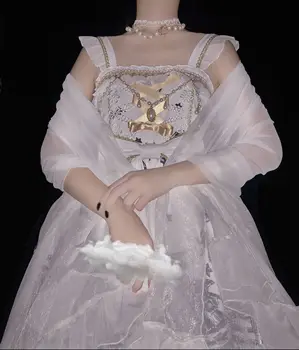Bijeli šećer djevojka {to je trenutno dostupna ~ originalni dizajn Lolita križ ciklus gotička tamna trakica JSK haljina