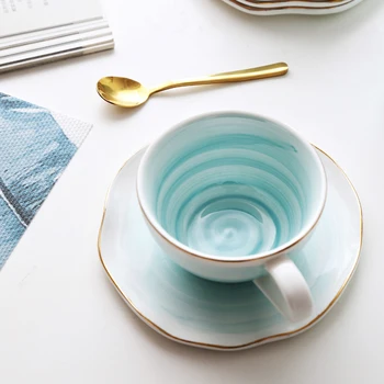 MUZITY keramičke čajna šalica i tanjurić kreativni dizajn porculan kava šalica i tanjurić čajna šalica skup sa žlicom od 304 nehrđajućeg čelika