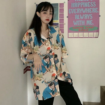 Ženske Košulje Berba Korejski Klasicni Tiskani 2020 Novi Dolazak Ljeta Harajuku Kratkih Rukava Besplatno Trendy Ženske Femme Svakodnevne Vrhovima