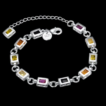 Garilina moda kvadratnom boja kamena Narukvica jednostavan geometrijski srebrna boja Omar Spone narukvica za žene B2038
