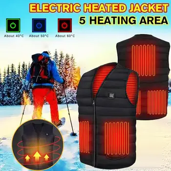 USB grijanim prsluci muški Jesen Zima pamuk infracrveni električni smart grijanje prsluk muški vanjski моющийся fleksibilna toplinska topla jakna