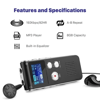 Digitalni snimač glasa (8 GB) ugrađeni mikrofon zvučnik digitalni diktafoni za nastavu predavanja sastanke