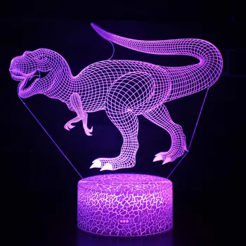 Dinosaur 3D LED Iluzija Lamp 3D optička varka svjetla 7 boja višebojno USB Home Decoration Color luta lampa za dječake