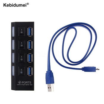 2020 Hot 4 Ports USB HUB 3.0 Super Speed 5Gbps Micro USB 3.0 HUB Highquality With Separate Switch USB Splitter Computer Adapter
