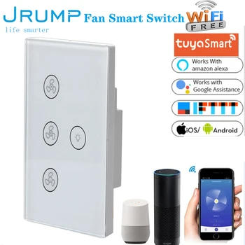 JRUMP US standard Wifi Fan Smart Switch stropna svjetiljka Smart Switch Voice Remote Touch Control Panel Timer Work Alexa Google Home