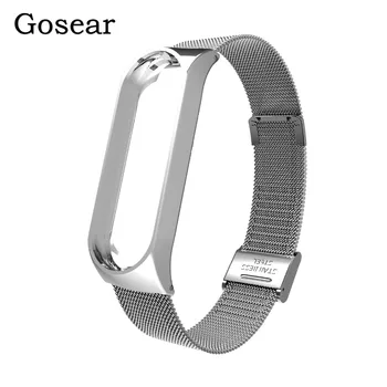 Gosear Srebrne mrežaste narukvica narukvica od nehrđajućeg čelika remen za sat Xiaomi Mi Band Miband 3 Bande Smart Bracelet pribor