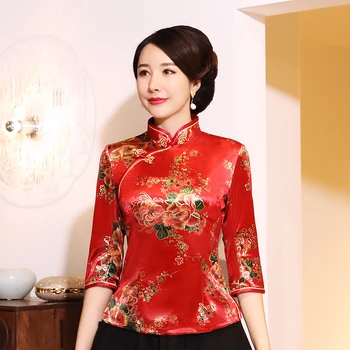 Lady baršun Tan odjeća kineske tradicionalne vrhovima retro košulja cvijet bluza Mandarina ovratnik Tan kaput plus veličina 3XL-5XL
