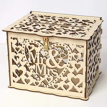 DIY-Wedding Gift Card Box drveni kasica s bravom za vjenčanje nakit isporuke za Rođendan