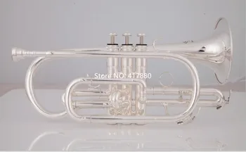 Visoka kvaliteta Bach Kornet Rog Bb silver glazbeni instrument s футляром rukavice Besplatna dostava