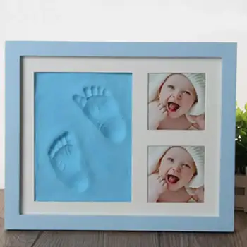 Baby Hand&Foot Print Hands Feet Mold Maker Bebe Baby Photo Frame With Cover Fingerprint Mud Set Baby Growth Memorial Poklon