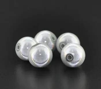 Doreen Box hot - 100 Miracle White Akril Round Spacer Beads Dia 10mm (B07946)