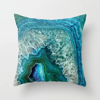 Print art sjedalo MediterraneanNavy plavi igrač stolica jastučnicu za kauč blagi retro mramor geometrijski ocean more tirkizne