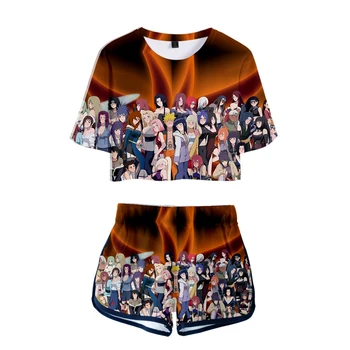 Naruto 3D tiskanih žene iz dva dijela moda ljeto kratkih rukava crop top+kratke hlače 2019 dolazak casual odjeća cool novi