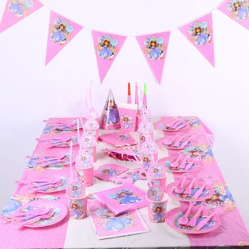 82шт Sofija party supplies rođendan dekoracija stolnjak šalice, tanjuri banneri žlice poklon prvi dekor djeca djevojka party set