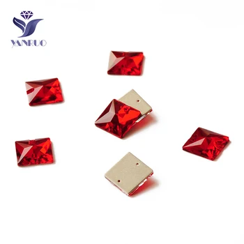 YANRUO 3240 Square Light Siam Glass Crystal zašiti Crveno kamenje male naslon za šivanje kristali za rhinestones