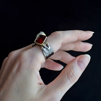 DreamCarnival1989 pretjerano novo готическое prsten za žene Split režanj vanjski top crveni kvadratni cirkonij identitet Ženske prsten WA11779