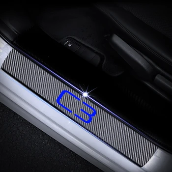 Auto oprema auto pragovi za Citroen C3 prag vrata ploča prag jastuk 4D ugljičnih vlakana, Vinil naljepnica 4kom