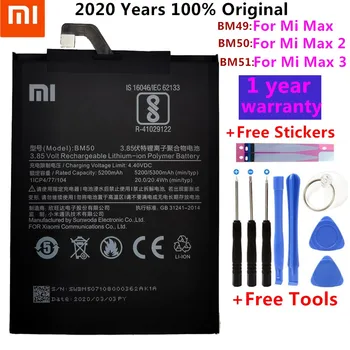 Originalna baterija zamjena za BM51 Xiaomi Mi Max 3 Max3 / BM50 Mi Max 2 Max2 / BM49 Mi Max pravi telefonski baterija +alata