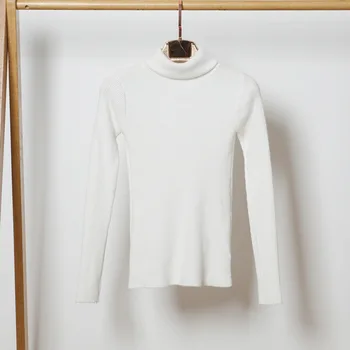 Водолазка s dugim rukavima pletene džemper ženski jednobojnu jednostavan stil Undecorated elastičan donji džemper žene Proljeće 2020