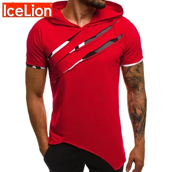 IceLion 2021 Godina slobodno vrijeme muškarci majica s kapuljačom kratkih rukava Slim Fit majica moderan rupu muškarci majica udoban Camisetas Hombre