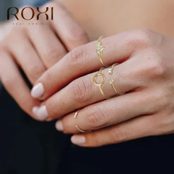 ROXI 925 sterling srebra tri kamena jasno CZ jednostavan prst prsten za žene dar vjenčani prsten, vjenčani prsten izjava nakit