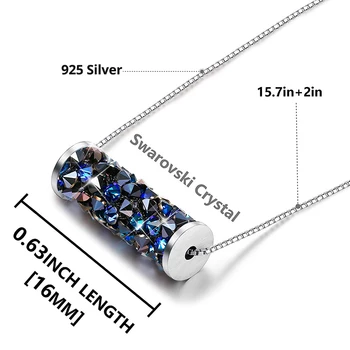 Fine Rocks Tube privjesak ogrlica ogrlica plavi kristali od Swarovski-perle za žene Party Holiday 925 srebrni lanac DIY nakit