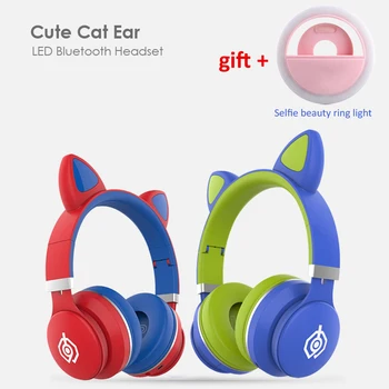 Šarene Mačka Ear Headset + Selfie Ring Light bežična tehnologija Bluetooth u dječji slušalice slatka slušalice za kćeri djevojke dar s mikrofonom