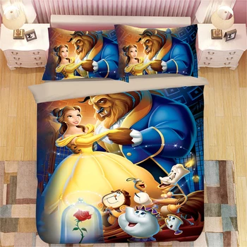 Disney beauty and beast 3D printing kit posteljinu twin size deka sjedalo za djecu queen bed spread home textile 3 kom. popust