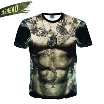 Popularni stil Seksi 3D Muscle muška parodija kratkih rukava Creative Fitness elastična kratka majica Digital Printed T-shirt