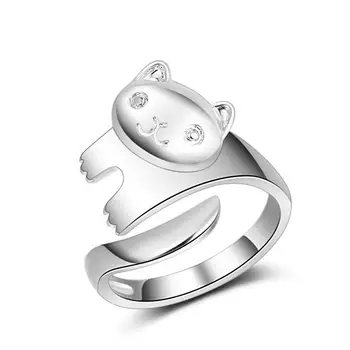 Novi dolazak najprodavaniji moda mala slatka mačka 925 sterling srebra dame stranke prstenje žene dar pad isporuka u rasutom stanju