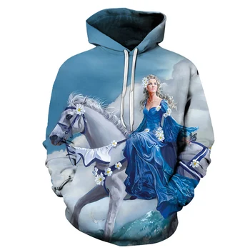 Bijeli Konj životinja predložak 3D tiskanih veste s kapuljačom unisex odjeća kreativni kapuljačom muška moda svakodnevni ulični odjeća hoodies