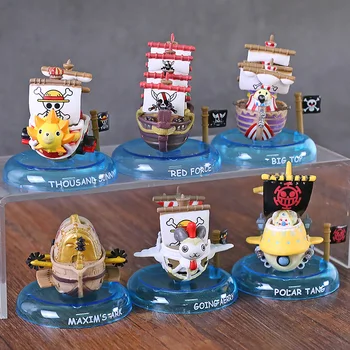 One Piece Pirate Ship Collection Thousand Sunny Going Merry Polar Tang Reid Voss Mini PVC Figure Igračke za rođendanski poklon 6 kom./compl.