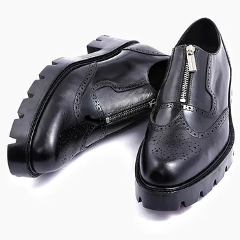 2020 britanska Brock rezbarena cipele s debelim potplatima, Cipele s visokim sadnje, koreanska verzija trenda Joker casual muške cipele, kožne cipele