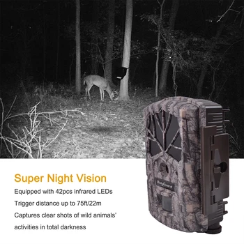 Bolyguard hunting camera no glow night vision 24MP wildlife tree cam podrška solarne ploče osjetnik pokreta 100 metara jelen igre skladište