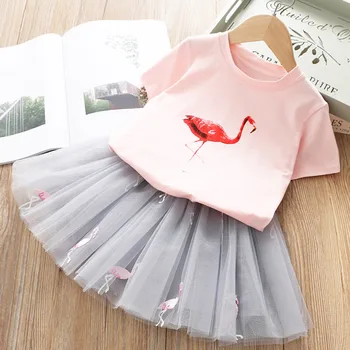 Nova Haljina Za Djevojčice Ljeto Slatki Jednorog Uzorak Grašak Top + Raskošnom Mini Haljinu Set Od 2 Komada Slatka Beba Beba Komplet Odjeće