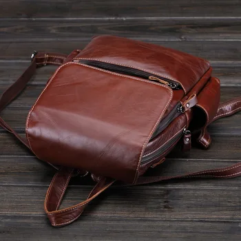 Prirodna koža ruksak casual ruksak velikog kapaciteta ruksak student školski višenamjenski multi-džepni torbu LD078