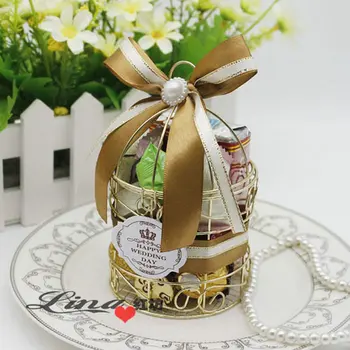 Romantični vjenčanje zvona poklon kutija жестяная Europska kutija korist željeznice zlatni kavez personalizirane vjenčanje kutije čokolade