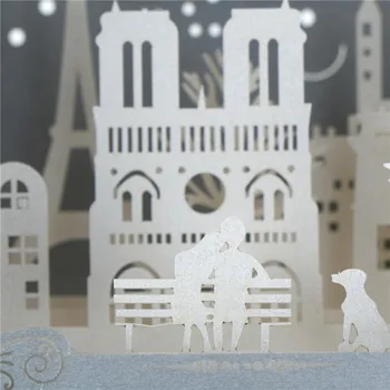 1 kom. poznati grad Noćni pogled na Pariz razglednice 3D pop-up ručne izrade stare čestitke s ljubavlju ispočetka papira 10.5 * 10.5*7 cm