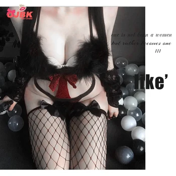 OJBK Seksi Mačka cosplay grudnjak komplet donjeg rublja Vrag sluškinja za žene crno crvena punk napast igranje uloga odijela erotske bikini hot odijelo
