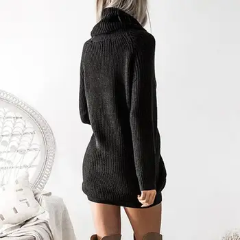 Zimska водолазка džemper haljina žene Seksi mini svakodnevni dugi rukav jesen pletene haljine stranke Vestidos siva crna WS5300V