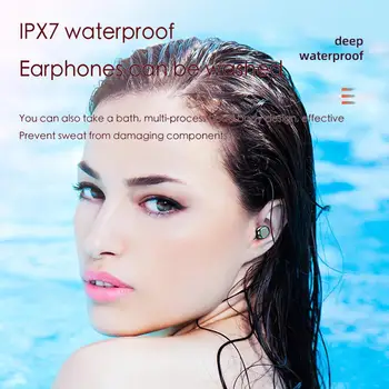 Bluetooth slušalice V5.0 bežične slušalice s mikrofonom IPX7 vodootporan 3-4H glazbeno vrijeme za punjenje s antenskim torbicom