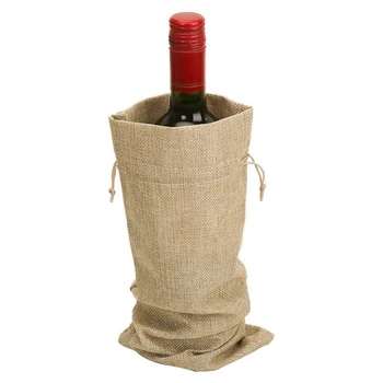 10шт juta vino torbe, 14 x 6 1/4 inča Гессенская boca vina poklon paketa s remen