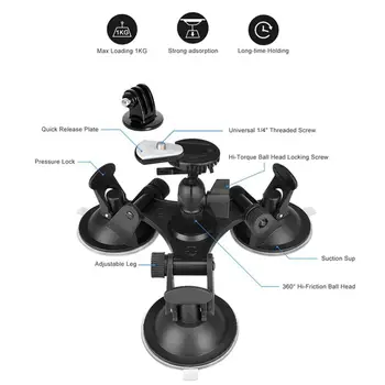 3-Cup Car Suction Cup Car DV Windshield Camera Stand Holder Suction Cup Mount stativ držač za Sony HDR AS300 AS200 AS100 AS50