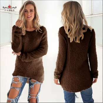 Mink kose pamučni džemper kašmir s dugim rukavima za žene zima svakodnevni zagrijati besplatni veste jednobojnu dame pulover