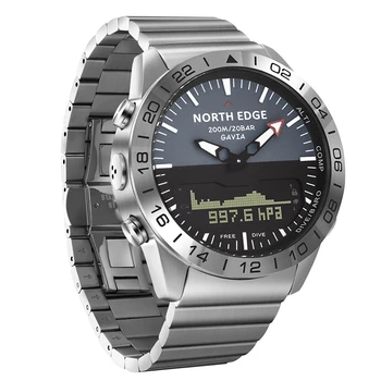NORTH EDGE Men Dive Sports Digital Watch mens vojna vojska luksuz pun čelik poslovne vodootporan 200 m visinomjer, kompas