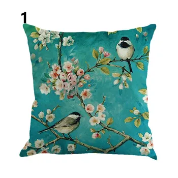 Cvjetni ptica jastučnice 45x45 cm kvadratnom plava bacanje jastučnicu za sjedala kauč 1 kom poliester jastučnicu kućni dekor