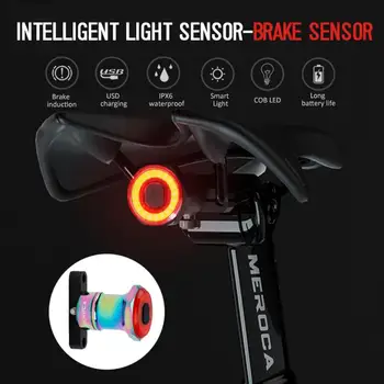 MEROCA Smart Bike Bicikle Svjetlo stražnji senzor bicikl LED Light Auto Brake Sensing IPx6 vodootporan USB-zadužen za Biciklizam bicikl