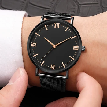 Luksuzni satovi gospodo jezikoslovci ultra-tanki Kvarcni ručni sat od nehrđajućeg čelika mens reloj hombre relogio masculino Simple