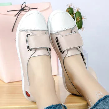 2021 ženska moda natikače apartmani žena Dama ženski skliznuti na Bijelo prirodna koža natikače Casual cipele zapatos de mujer